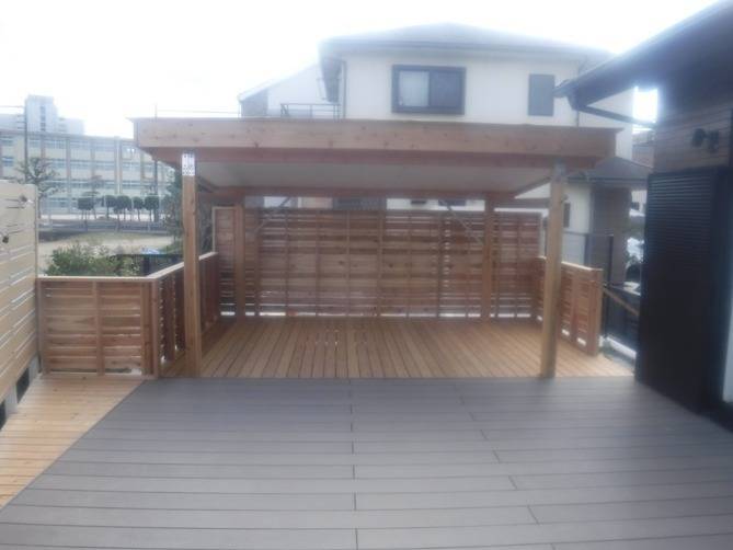 屋根付きのウッドデッキ増築③<br>@福岡市西区のリフォーム