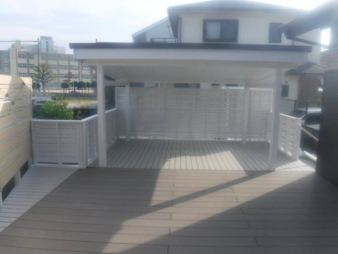 屋根付きのウッドデッキ増築④<br>@福岡市西区のリフォーム